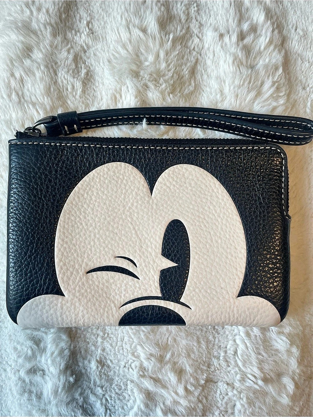 Coach Disney x Coach Mickey Mouse Wristlet Black & White
